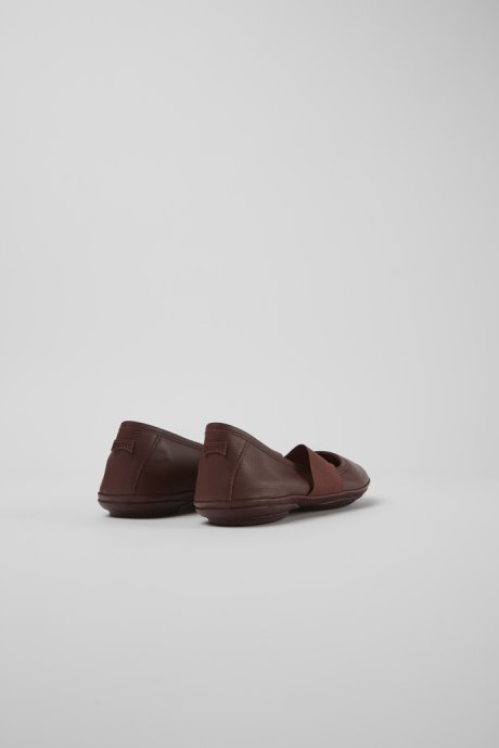 Camper Design Right Burgundy Leather Ballerina Flats For Women