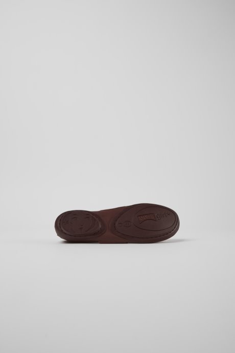 Camper Design Right Burgundy Leather Ballerina Flats For Women