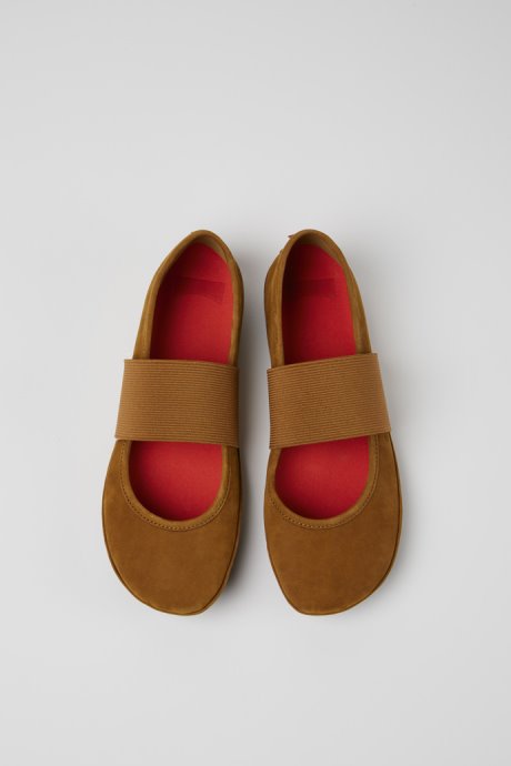 Right Brown Nubuck Ballerina Flats For Women Exclusive Camper