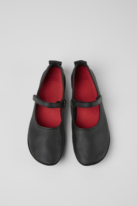 Right Black Leather Ballerina Flats For Women Exclusive Camper