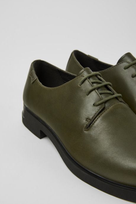 Iman Dark Green Leather Shoes For Women Exclusive Camper