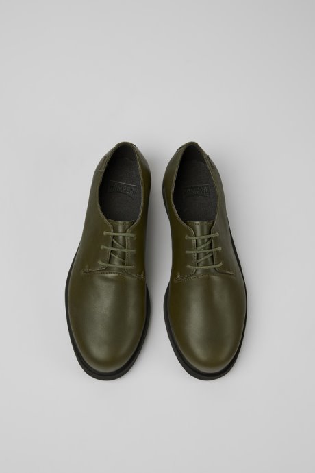 Iman Dark Green Leather Shoes For Women Exclusive Camper