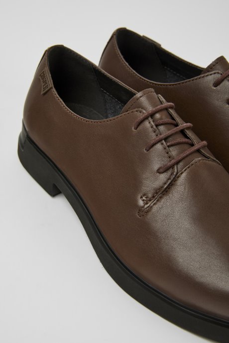 Camper Design Iman Dark Brown Leather Shoes For Women