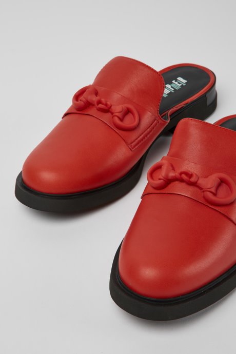 Design Twins Semiopen Red Leather Shoes Camper