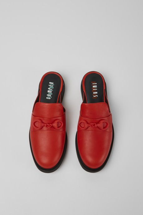 Design Twins Semiopen Red Leather Shoes Camper