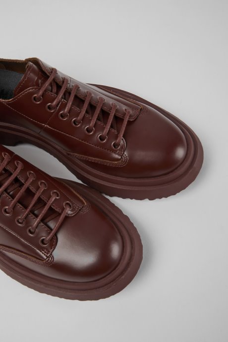 Walden Burgundy Leather Lace-Up Shoes Exclusive Camper