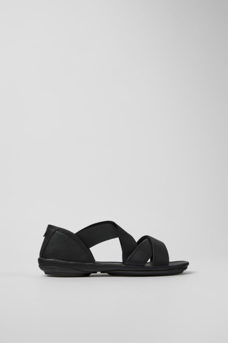 Camper Right Black Leather Sandals For Women New Arrivals