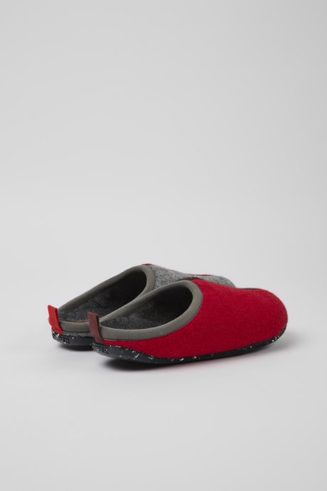Twins Gray Red And Burgundy Wool Slippers For Women Exclusive Camper