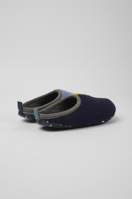 Exclusive Camper Twins Blue Yellow And Green Wool Slippers For Women