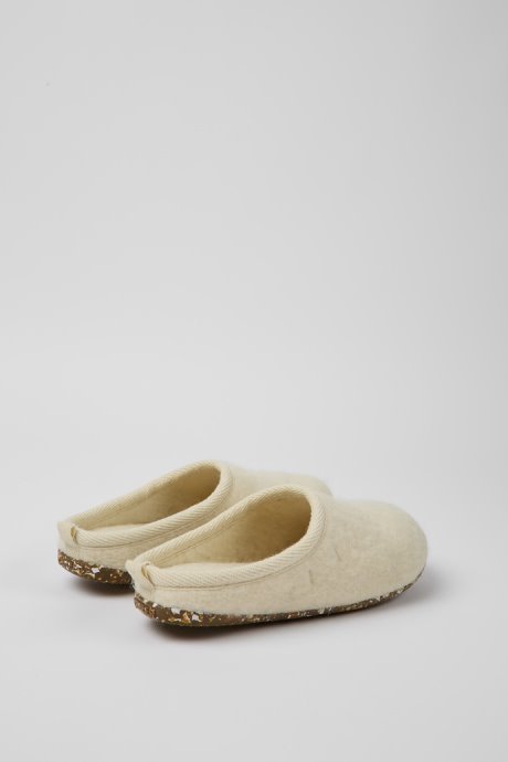 Design Wabi Beige Wool Slippers For Women Camper