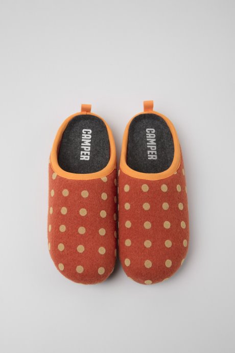 Design Wabi Orange And Brown Wool Women's Slippers Camper