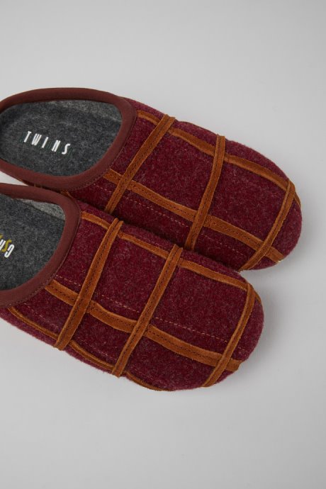 Twins Burgundy Wool Women's Slippers Exclusive Camper