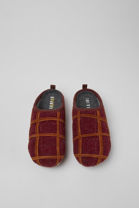 Twins Burgundy Wool Women's Slippers Exclusive Camper