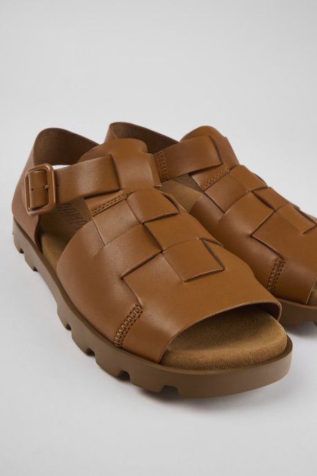 Design Brutus Sandal Brown Leather Sandals For Men Camper