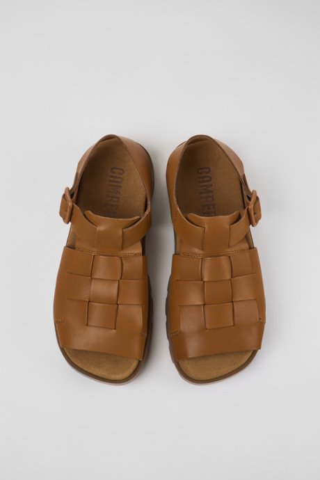 Design Brutus Sandal Brown Leather Sandals For Men Camper
