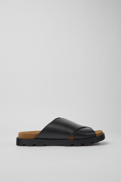 Camper Brutus Sandal Black Leather Sandals For Men New Arrivals