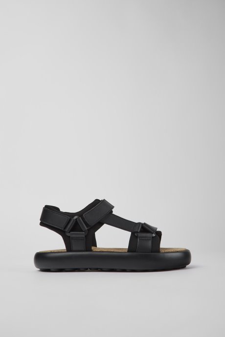 Camper Pelotas Flota Black Leather And Textile Sandals For Men New Arrivals