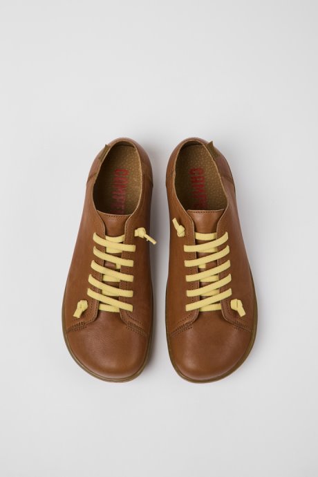 Camper Design Peu Brown Leather Shoes For Men