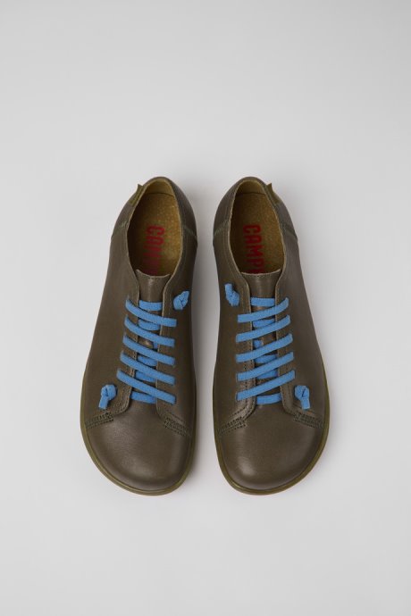 Camper Peu Green Leather Shoes For Men New Arrivals