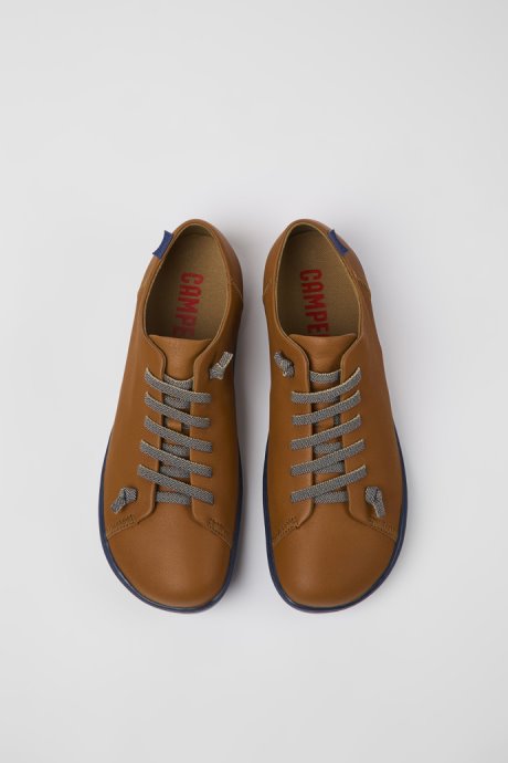 Camper Peu Brown Leather Shoes For Men New Arrivals