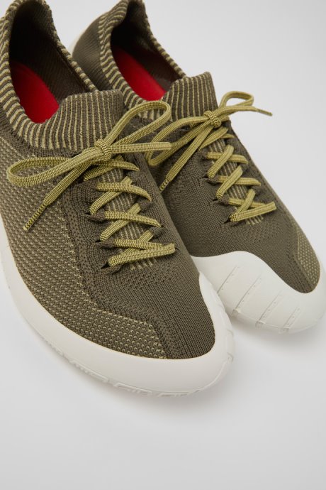 Exclusive Camper Path Green And Yellow Textile Sneakers For Men