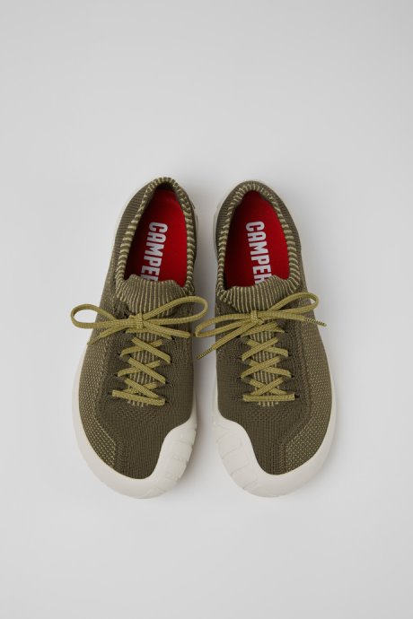Exclusive Camper Path Green And Yellow Textile Sneakers For Men