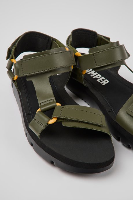 Oruga Green Leather Sandals For Men Camper New Arrivals