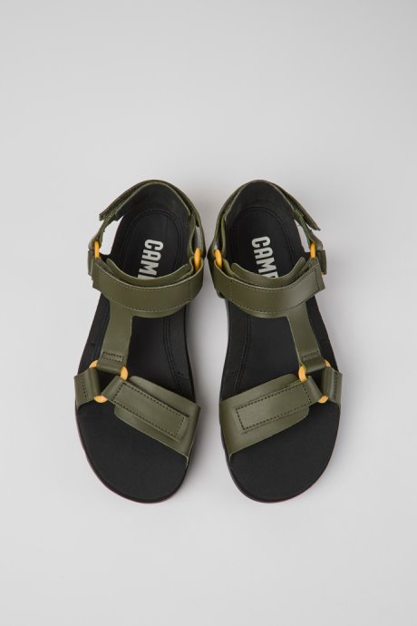 Oruga Green Leather Sandals For Men Camper New Arrivals