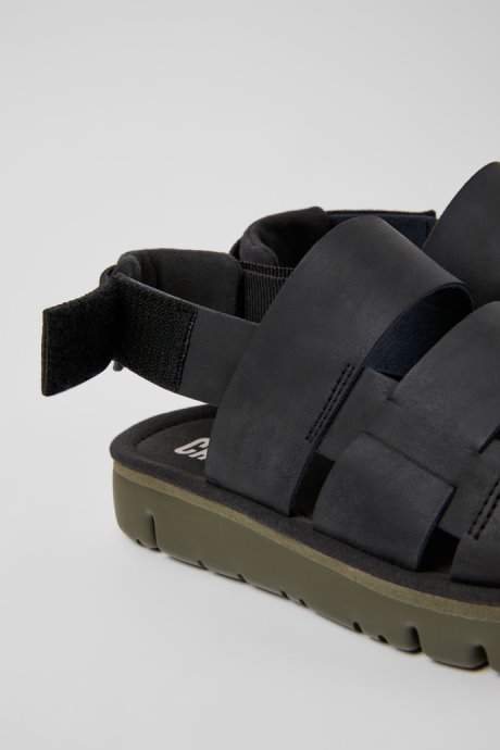 Oruga Black Leather And Textile Sandals For Men Camper New Arrivals
