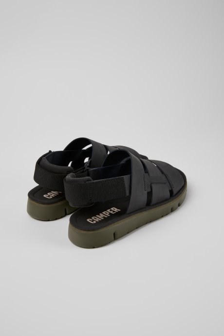 Oruga Black Leather And Textile Sandals For Men Camper New Arrivals