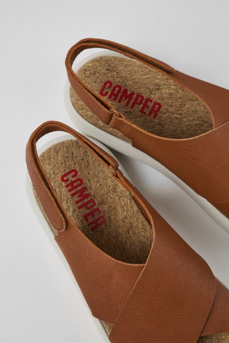 Pelotas Flota Brown And White Leather Sandals For Men Camper New Arrivals