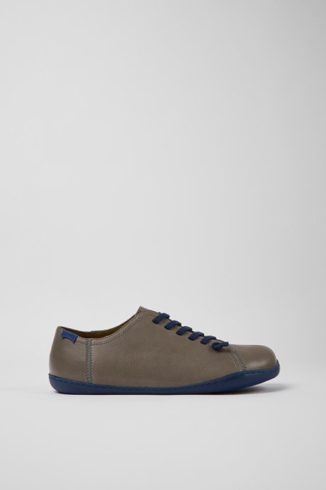 Design Peu Gray Leather Shoes For Men Camper