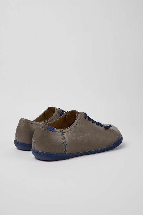 Design Peu Gray Leather Shoes For Men Camper