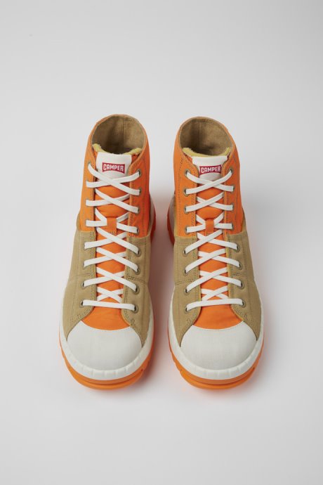 Camper Design Teix Orange And Beige Ankle Boots For Men