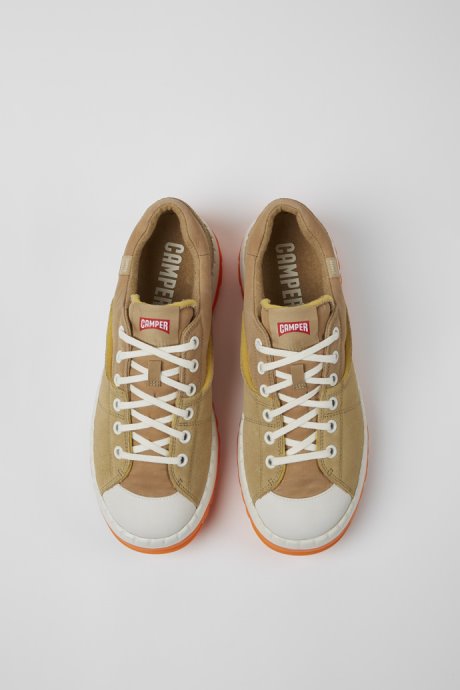 Camper Teix Beige Recycled Textile And Nubuck Shoes For Men New Arrivals