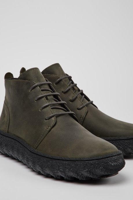 Camper Design Ground Dark Green Nubuck Ankle Boots For Men