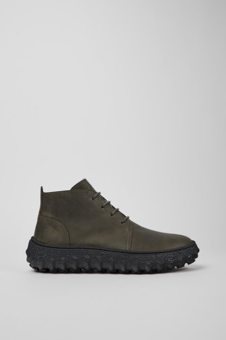 Camper Design Ground Dark Green Nubuck Ankle Boots For Men