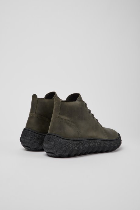 Camper Design Ground Dark Green Nubuck Ankle Boots For Men