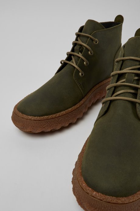 Ground Michelin Green Waxed Suede Ankle Boots Exclusive Camper