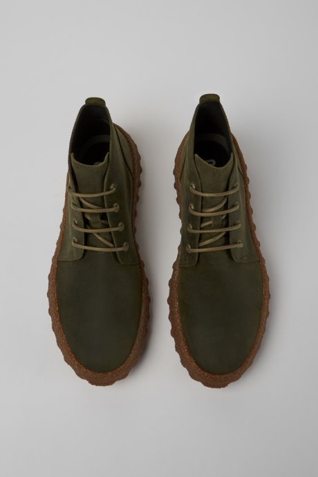 Ground Michelin Green Waxed Suede Ankle Boots Exclusive Camper