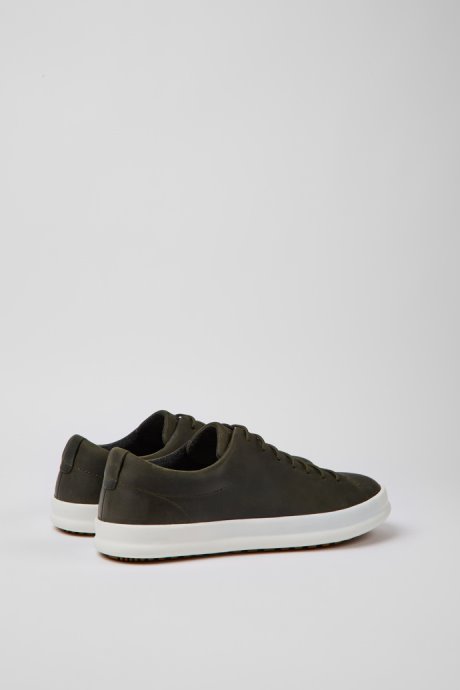 Design Chasis Dark Green Leather Shoes For Men Camper