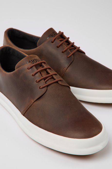 Camper Design Chasis Brown Leather Shoes For Men
