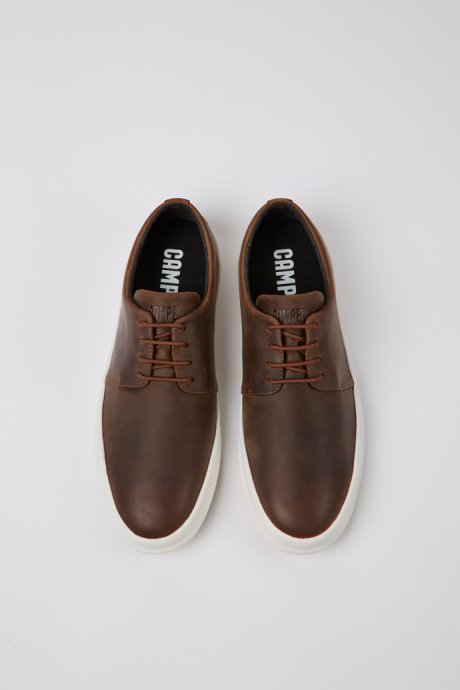 Camper Design Chasis Brown Leather Shoes For Men