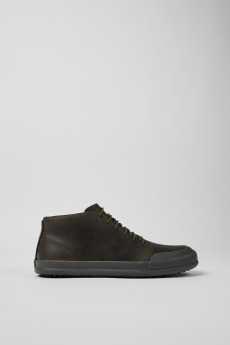 Chasis Dark Green Leather Ankle Boots For Men Exclusive Camper