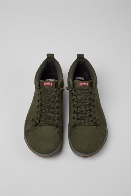 Design Peu Pista Gore-Tex Green Nubuck Shoes For Men Camper