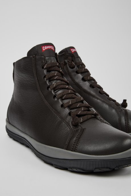 Camper Peu Pista Gore-Tex Brown Leather Ankle Boots For Men New Arrivals