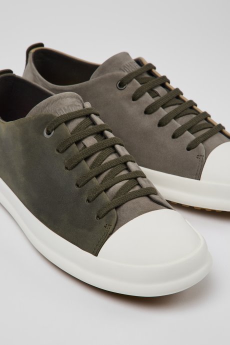 Twins Brown-Gray And Green Leather Shoes For Men Camper New Arrivals