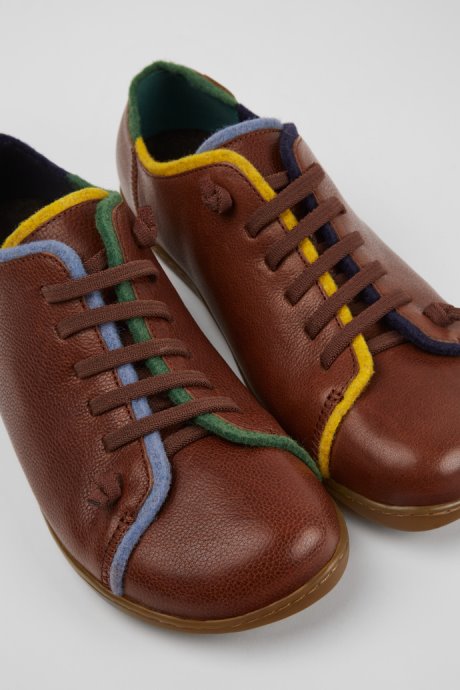 Twins Brown Leather And Wool Shoes For Men Exclusive Camper