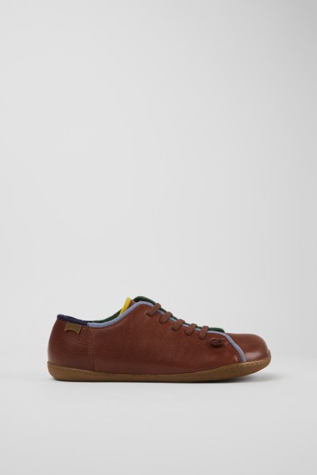 Twins Brown Leather And Wool Shoes For Men Exclusive Camper