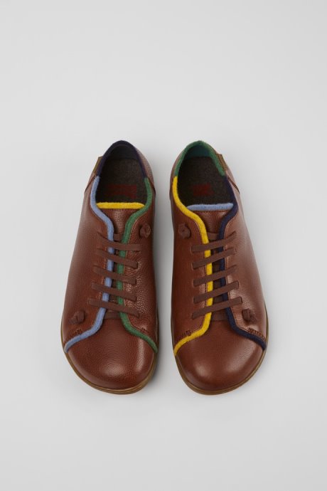 Twins Brown Leather And Wool Shoes For Men Exclusive Camper